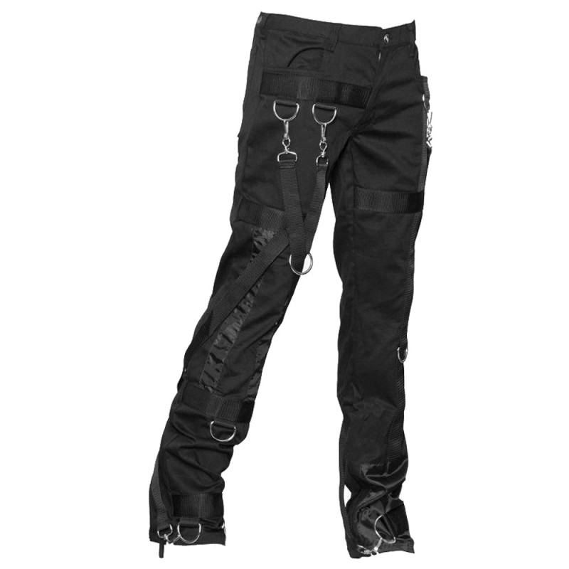 Gothic Clothing Silk Pant Gothic Slim Fit Pants Men D-ring Gothic Pant